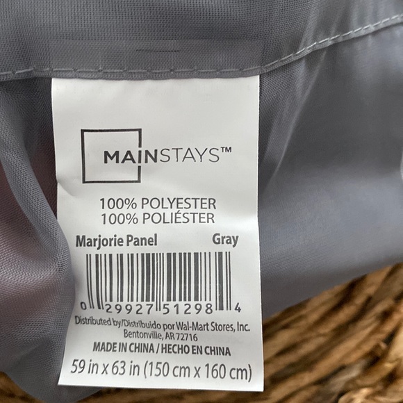 Mainstays marjorie voile gray sheer curtain one panel 59“ x 63“ new rod pocket - Picture 2 of 6